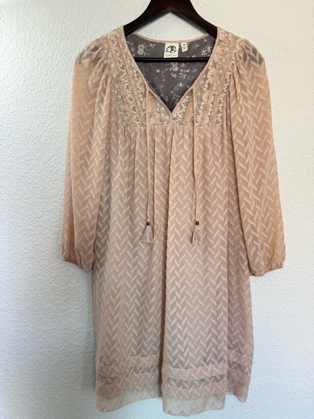 Anthropologie One September Anwen Peasant Dress|  Boho | Intricate Detail Medium - Picture 2 of 13